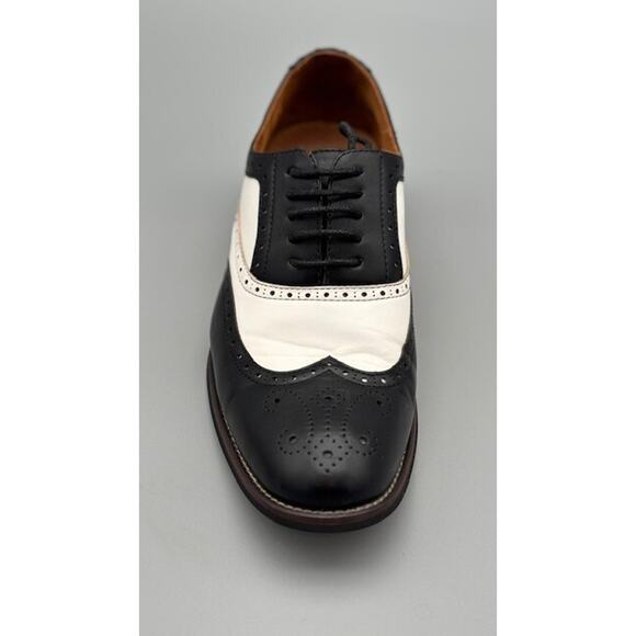Mens sz. 8 Ferro Aldo Arthur Wingtip Oxford Black White Dress Shoes No Box - Picture 9 of 16